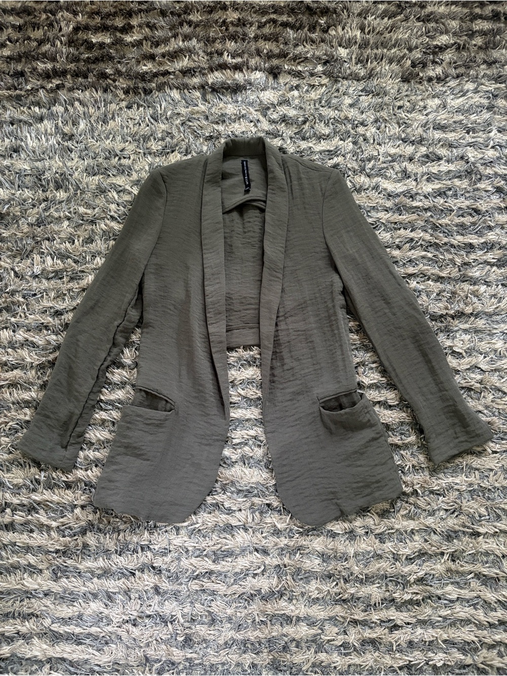 W118 by Walter Baker Olive Green Open-Front Blazer Croptop-Back XS New